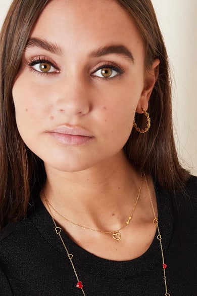 Necklace With Heart and Arrow  Gold Color Stainless Steel h5 Picture4